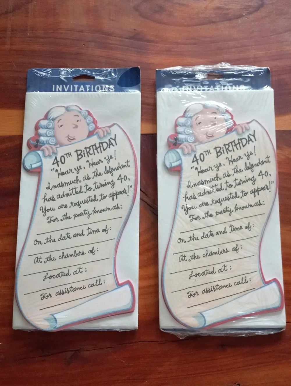 Vintage 40th Birthday Courtroom Subpoena Invitations 2 Packs
